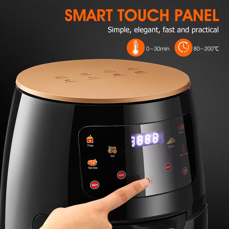 Air Fryer 6L Transparent New Large Capacity Touch Screen Multifunction Home Kitchen Appliance All-in-one Oven for Grilling