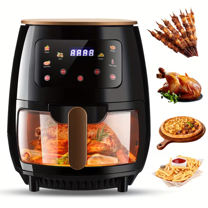 Air Fryer 6L Transparent New Large Capacity Touch Screen Multifunction Home Kitchen Appliance All-in-one Oven for Grilling