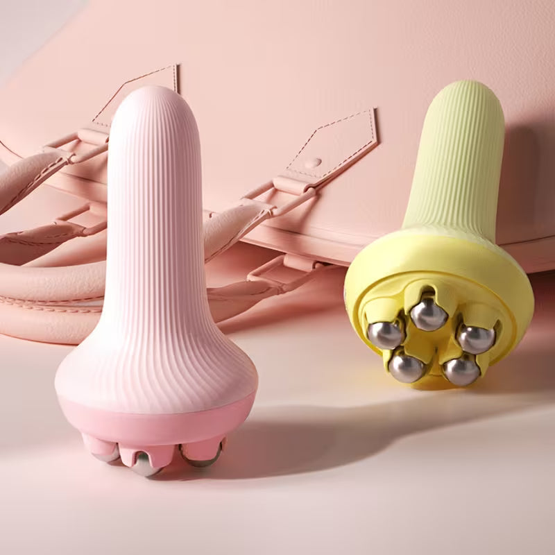 Random Color 5-Ball Roller Massager And Double-Sided Cleansing Brush Leg Muscle Relaxer Abdominal Full Body Manual Massage Tool